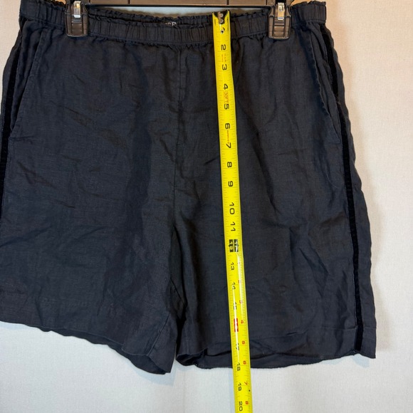 J.Crew Womens Black Linen Velvet Stripe Elastic Waist Shorts Medium Black - Picture 5 of 9